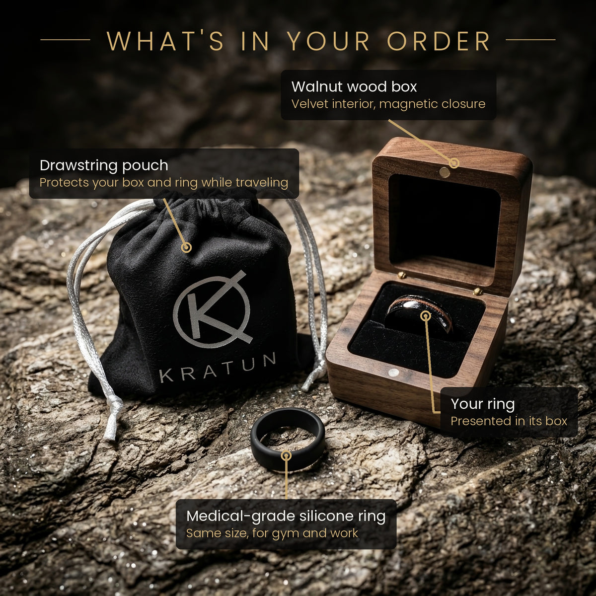 Dinosaur Bone Tungsten Ring — Kratun Fossil